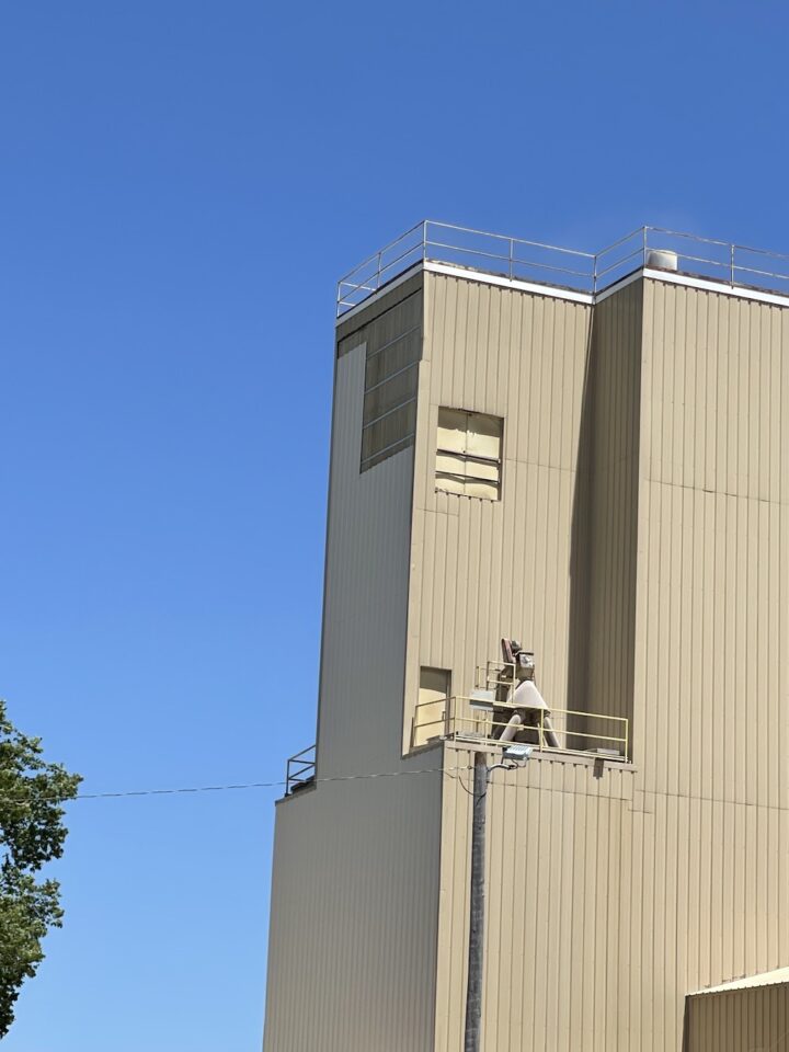 Ground shot of an agricultural building siding